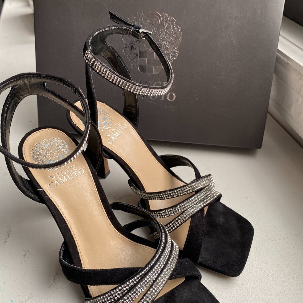 Vince Camuto Brevern Black Rhinestone Sandals 7.5 - Picture 4 of 11